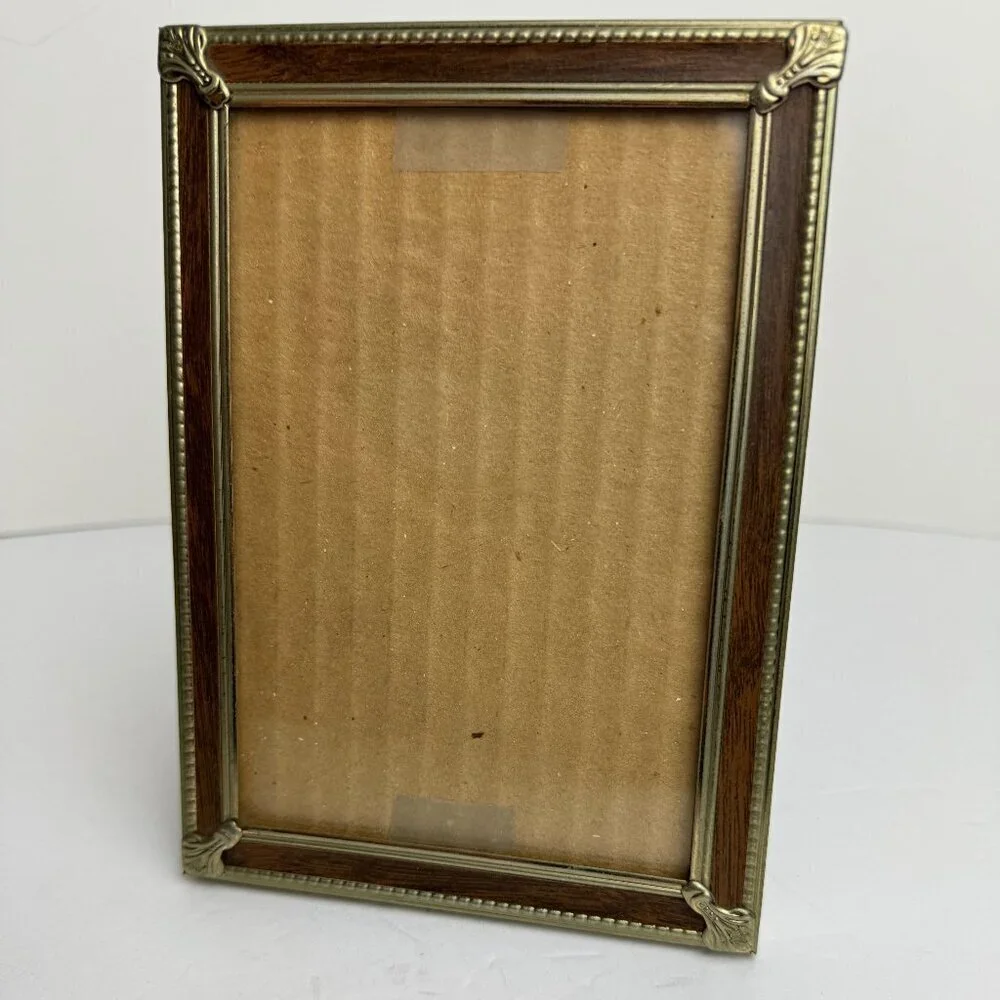 Vintage Metal Picture Frame Golden Engraved filagree